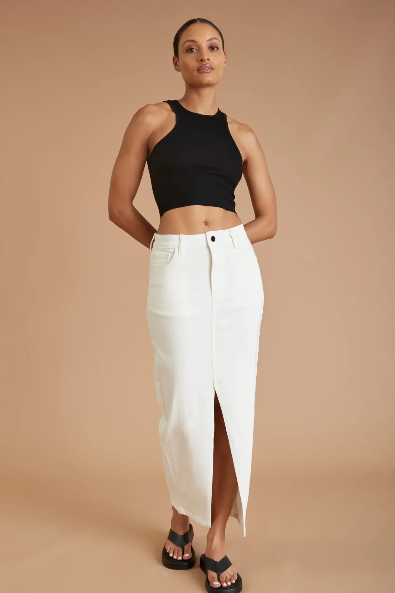 AF Denim Skirt (White)