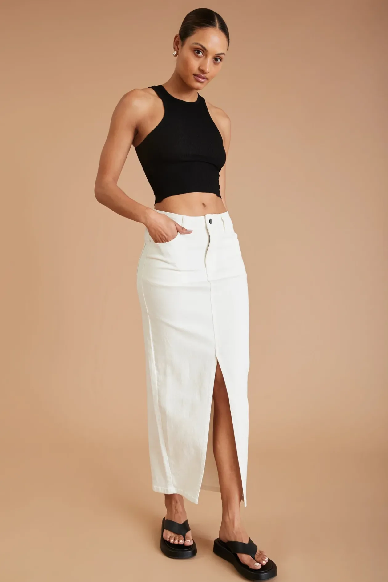 AF Denim Skirt (White)